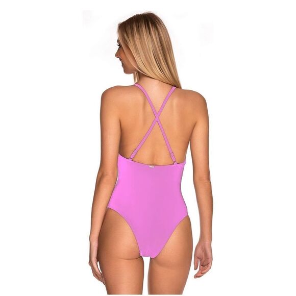 RELLECIGA Vintage One Piece Swimsuit Halter Swimwear Bathing Suit size L - Picture 3 of 6